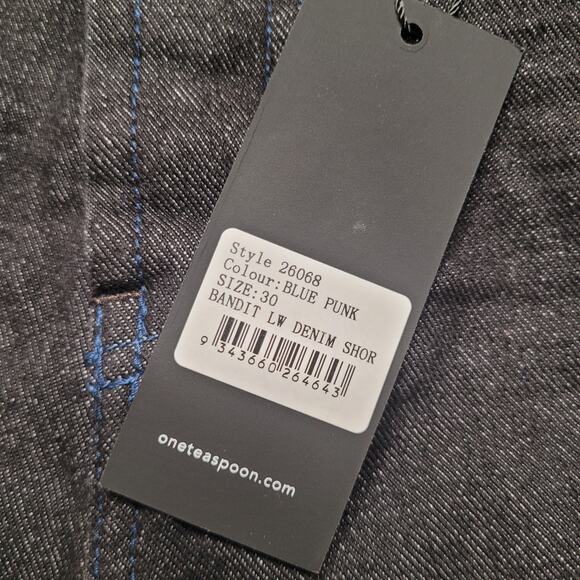 ONE Teaspoon Shorts 30 Bandits Low Waist Denim Blue Punk Relaxed Button Fly NEW - Picture 6 of 11